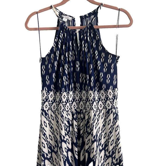 Blue and White Patterned Maxi Dress Patterned Size 6 Wedding Guest Shower Boho - Picture 3 of 9